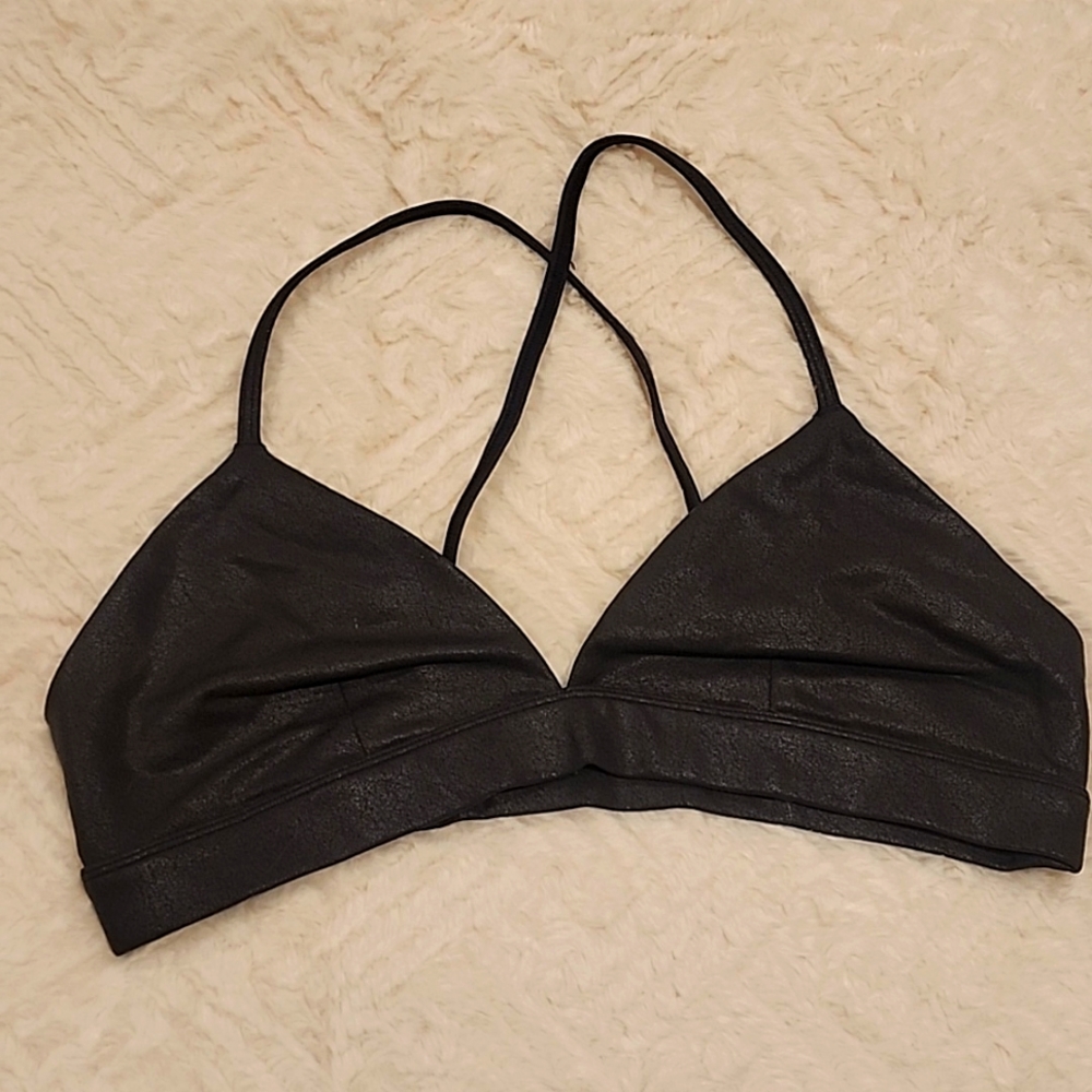 LARGE ALO Yoga Faux Leather Airbrush Splendor Sports Bra